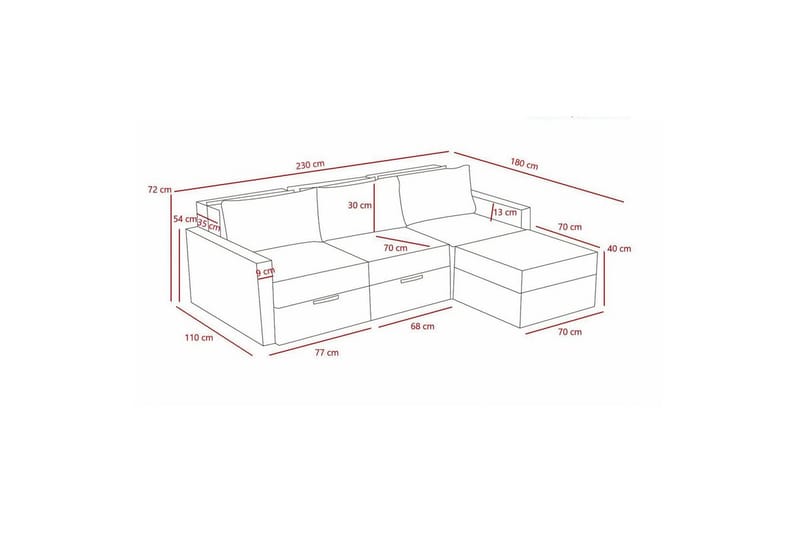 Savra Sovesofa med Divan 3-sits - Antracit - Møbler - Sofaer - Sovesofaer