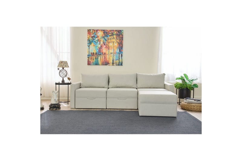 Savra Sovesofa med Divan 3-sits - Creme - Møbler - Sofaer - Sovesofaer