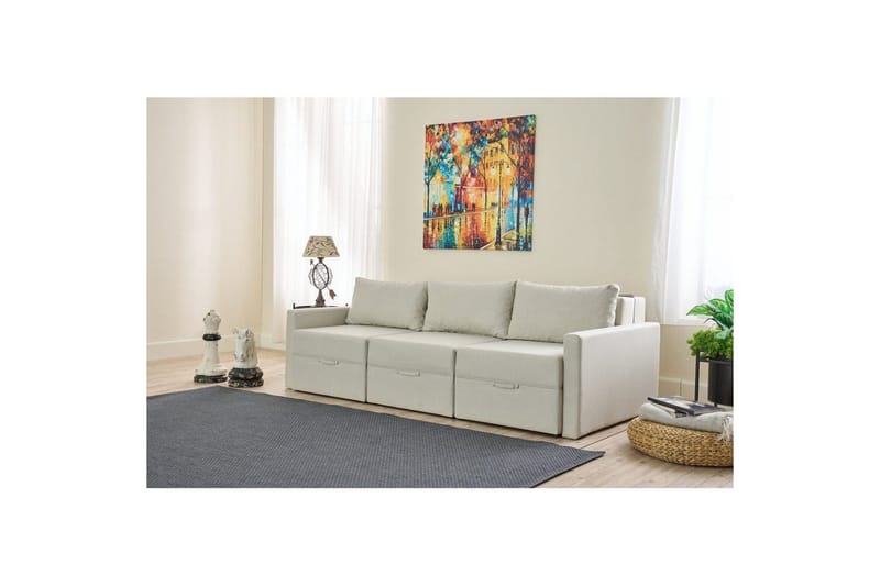 Savra Sovesofa med Divan 3-sits - Creme - Møbler - Sofaer - Sovesofaer