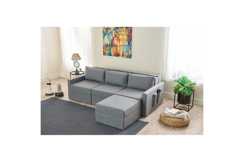 Savra Sovesofa med Divan 3-sits - Grå - Møbler - Sofaer - Sovesofaer