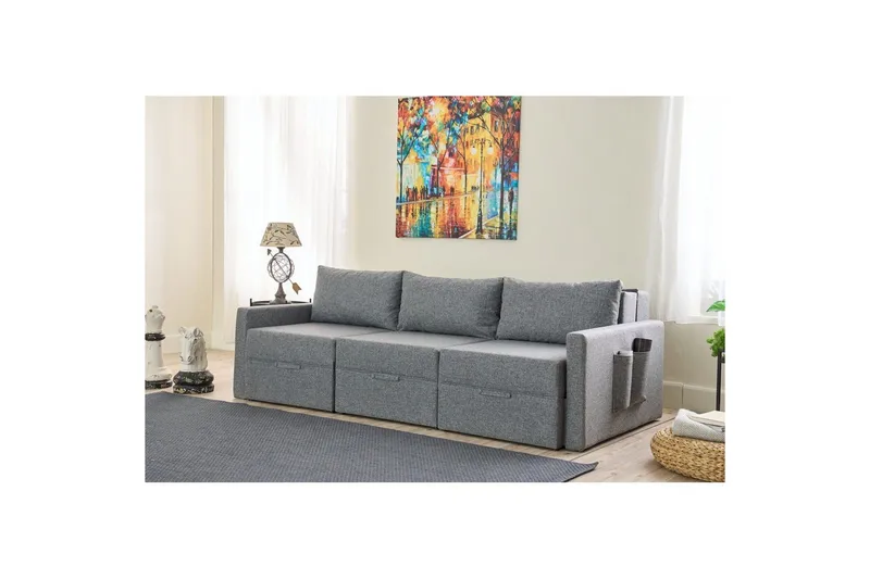 Savra Sovesofa med Divan 3-sits - Grå - Møbler - Sofaer - Sovesofaer