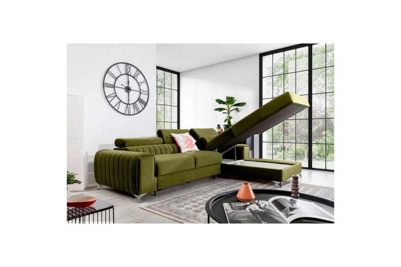 Sectional Eltap Grayson 278x205x92 cm - Loco 33, Grøn, Højre - Møbler - Sofaer - Sovesofaer