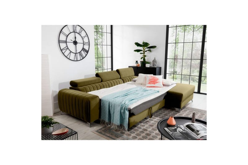 Sectional Eltap Grayson 278x205x92 cm - Nube 33, Grøn, Højre - Møbler - Sofaer - Sovesofaer