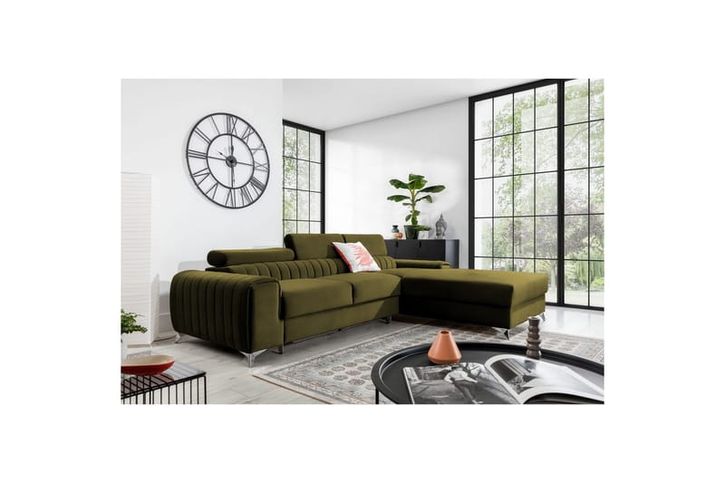 Sectional Eltap Grayson 278x205x92 cm - Nube 33, Grøn, Højre - Møbler - Sofaer - Sovesofaer
