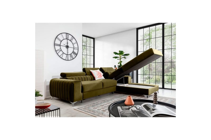 Sectional Eltap Grayson 278x205x92 cm - Nube 33, Grøn, Højre - Møbler - Sofaer - Sovesofaer