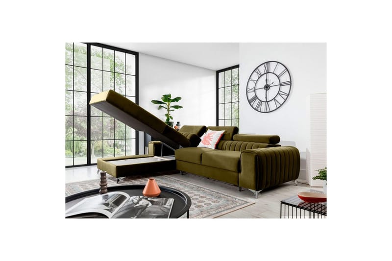 Sectional Eltap Grayson 278x205x92 cm - Nube 33, Grøn, Venstre - Møbler - Sofaer - Sovesofaer