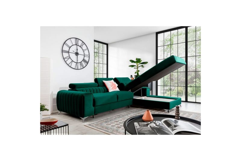 Sectional Eltap Grayson 278x205x92 cm - Nube 35, Grøn, Højre - Møbler - Sofaer - Sovesofaer