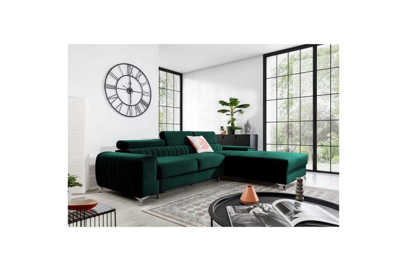 Sectional Eltap Grayson 278x205x92 cm - Nube 35, Grøn, Højre - Møbler - Sofaer - Sovesofaer