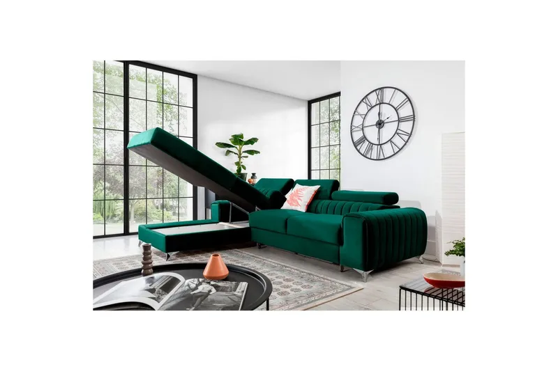 Sectional Eltap Grayson 278x205x92 cm - Nube 35, Grøn, Venstre - Møbler - Sofaer - Sovesofaer