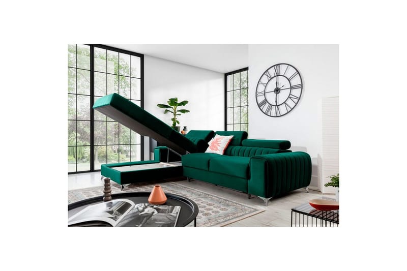 Sectional Eltap Grayson 278x205x92 cm - Nube 35, Grøn, Venstre - Møbler - Sofaer - Sovesofaer