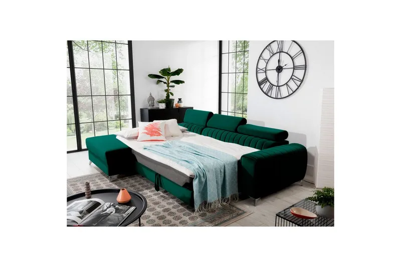 Sectional Eltap Grayson 278x205x92 cm - Nube 35, Grøn, Venstre - Møbler - Sofaer - Sovesofaer