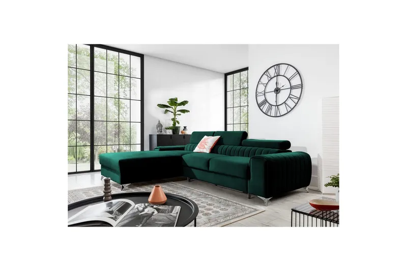 Sectional Eltap Grayson 278x205x92 cm - Nube 35, Grøn, Venstre - Møbler - Sofaer - Sovesofaer
