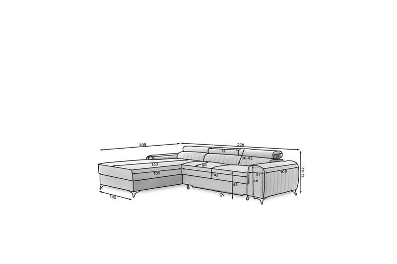 Sectional Eltap Grayson 278x205x92 cm - Sola 4, Venstre - Møbler - Sofaer - Sovesofaer