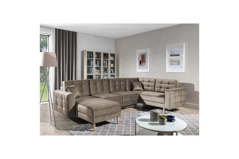 Sektionssofa Eltap Asgard U 326x202x93 cm, Monolit 09, Mørk Beige