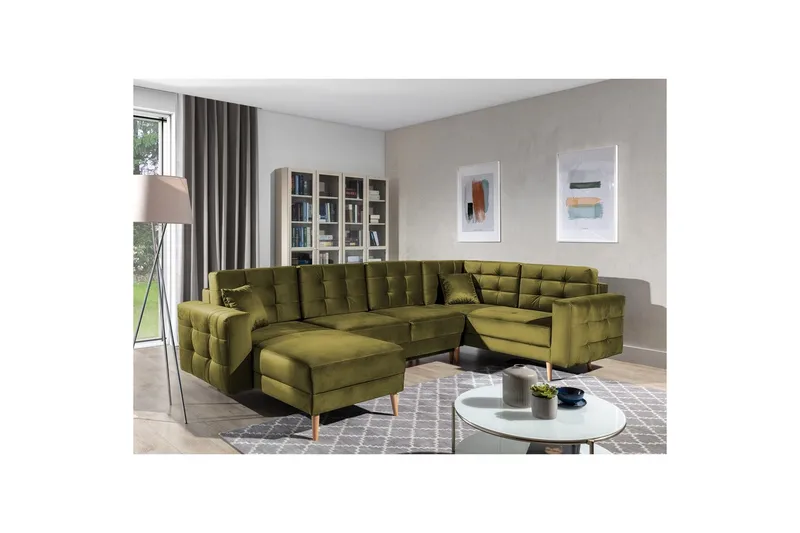 Sektionssofa Eltap Asgard U 326x202x93 cm - Monolit 38, Grøn - Møbler - Sofaer - Sovesofaer