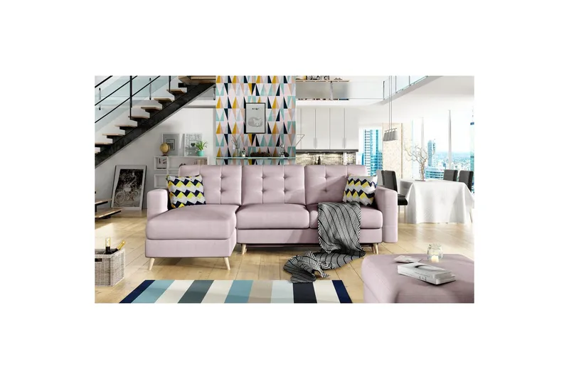 Sektionssofa Eltap Asgard U 326x202x93 cm - Monolit 63, Pink - Møbler - Sofaer - Sovesofaer