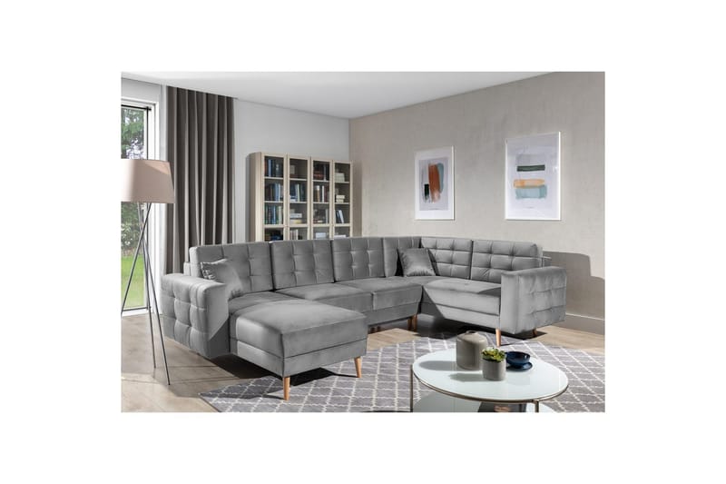 Sektionssofa Eltap Asgard U 326x202x93 cm, Monolit 84, Lysegrå