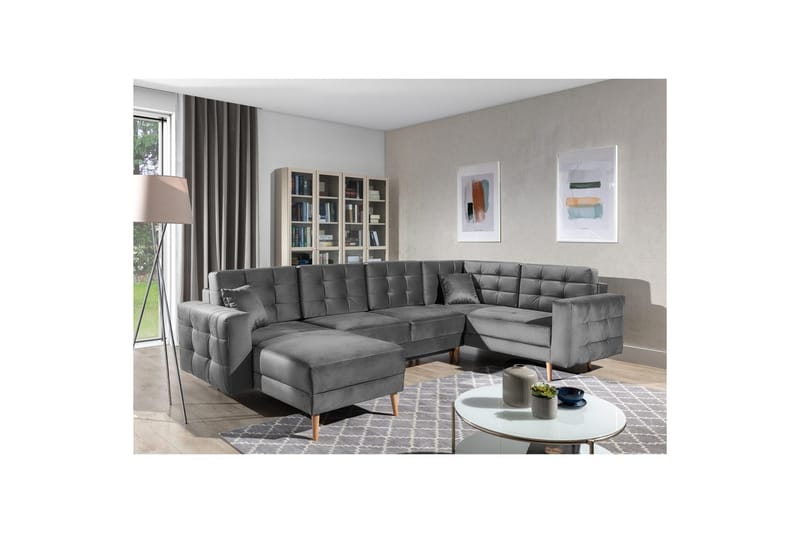 Sektionssofa Eltap Asgard U 326x202x93 cm - Monolith 85, Grå - Møbler - Sofaer - Sovesofaer