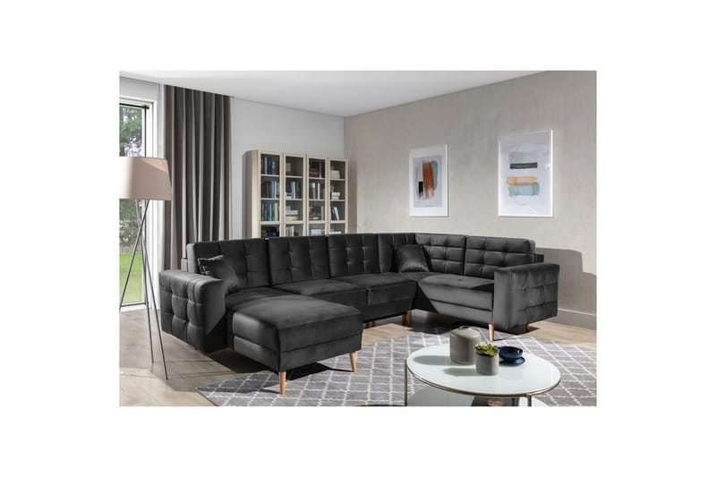 Sektionssofa Eltap Asgard U 326x202x93 cm - Monolith 97, Mørkegrå - Møbler - Sofaer - Sovesofaer