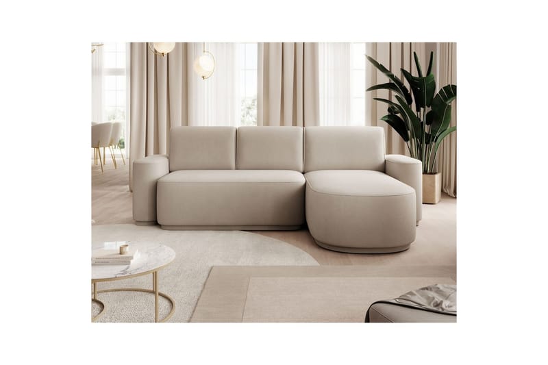 Sektionssofa Eltap Aurumm 285x92x180 cm - Amore 18, Beige, Højre - Møbler - Sofaer - Sovesofaer