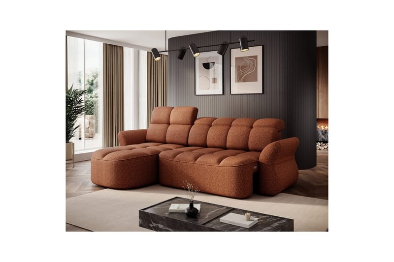 Sektionssofa Eltap Beneth 301x115x185 cm - Breona 30, Orange, Venstre - Møbler - Sofaer - Sovesofaer
