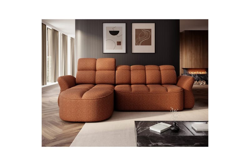 Sektionssofa Eltap Beneth 301x115x185 cm - Breona 30, Orange, Venstre - Møbler - Sofaer - Sovesofaer