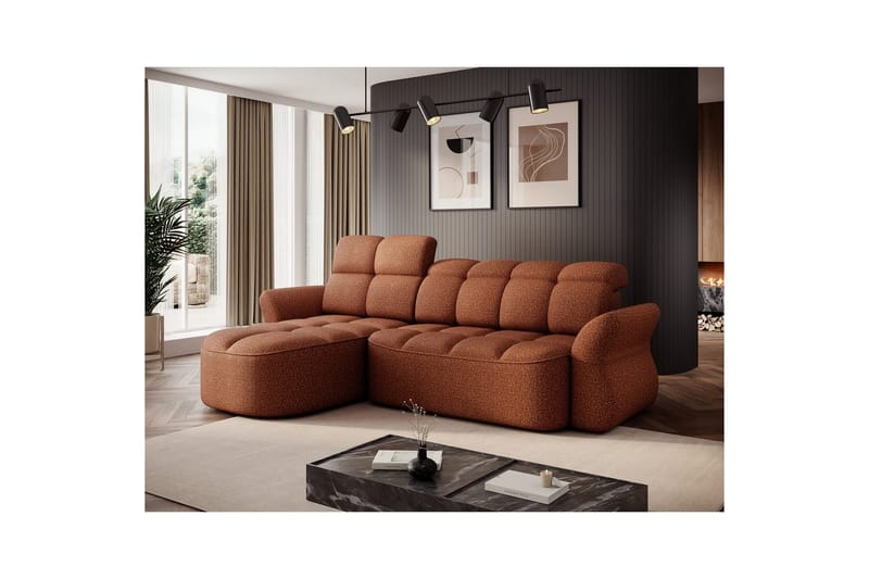 Sektionssofa Eltap Beneth 301x115x185 cm - Breona 30, Orange, Venstre - Møbler - Sofaer - Sovesofaer