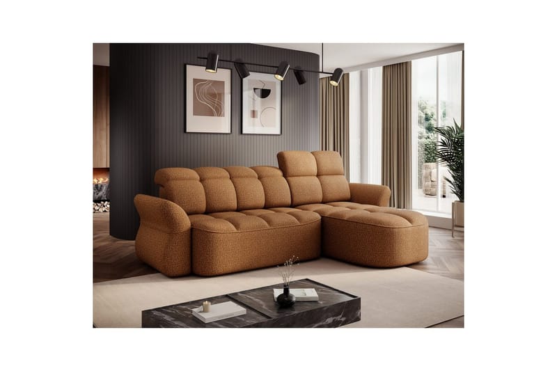 Sektionssofa Eltap Beneth 301x115x185 cm - Breona 45, Gul, Højre - Møbler - Sofaer - Sovesofaer