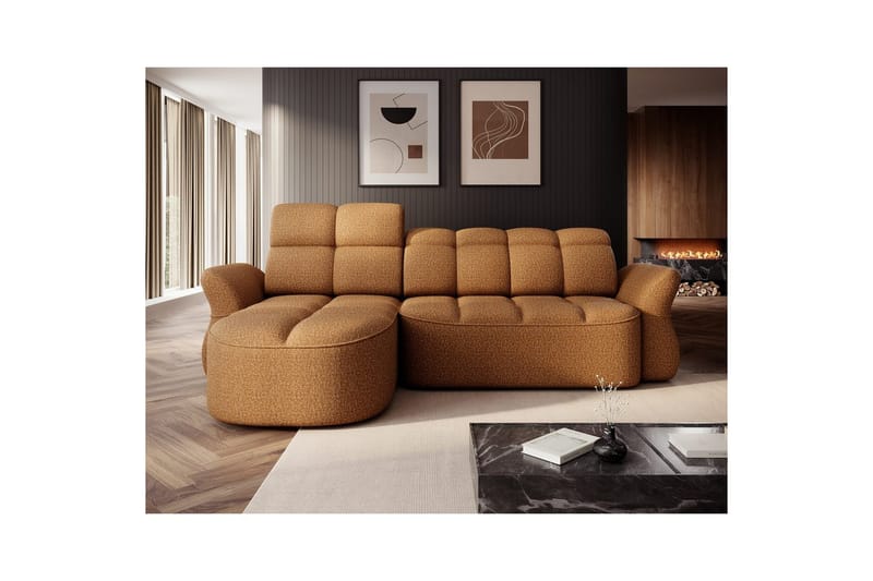 Sektionssofa Eltap Beneth 301x115x185 cm - Breona 45, Gul, Venstre - Møbler - Sofaer - Sovesofaer