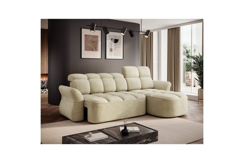 Sektionssofa Eltap Beneth 301x115x185 cm - Monolith 04, Beige, Højre - Møbler - Sofaer - Sovesofaer
