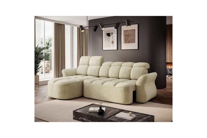 Sektionssofa Eltap Beneth 301x115x185 cm - Monolith 04, Beige, Venstre - Møbler - Sofaer - Sovesofaer