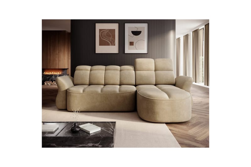 Sektionssofa Eltap Beneth 301x115x185 cm - Nube 20, Beige, Højre - Møbler - Sofaer - Sovesofaer