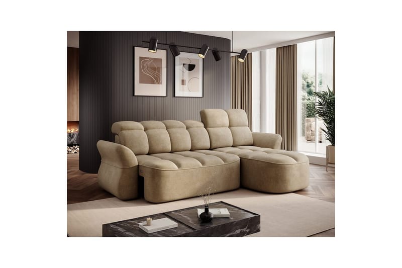 Sektionssofa Eltap Beneth 301x115x185 cm - Nube 20, Beige, Højre - Møbler - Sofaer - Sovesofaer