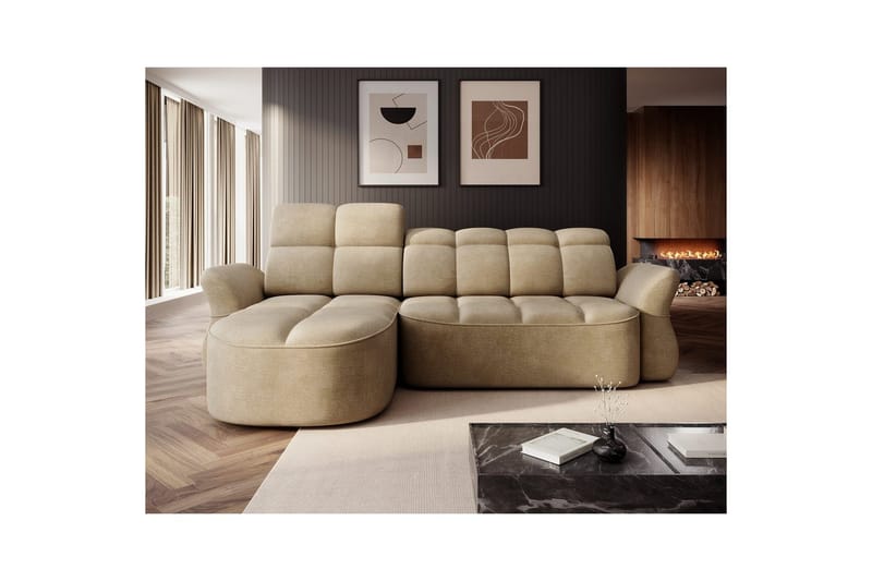 Sektionssofa Eltap Beneth 301x115x185 cm - Nube 20, Beige, Venstre - Møbler - Sofaer - Sovesofaer