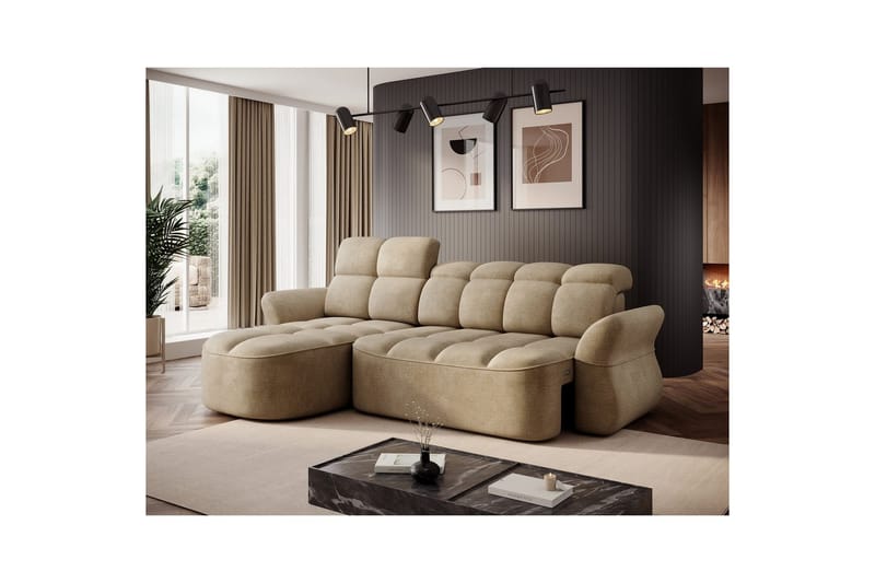 Sektionssofa Eltap Beneth 301x115x185 cm - Nube 20, Beige, Venstre - Møbler - Sofaer - Sovesofaer
