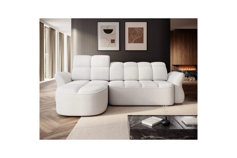 Sektionssofa Eltap Beneth 301x115x185 cm - Paolli 01 Hvid, Venstre - Møbler - Sofaer - Sovesofaer