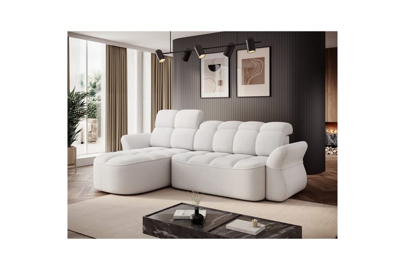 Sektionssofa Eltap Beneth 301x115x185 cm - Paolli 01 Hvid, Venstre - Møbler - Sofaer - Sovesofaer