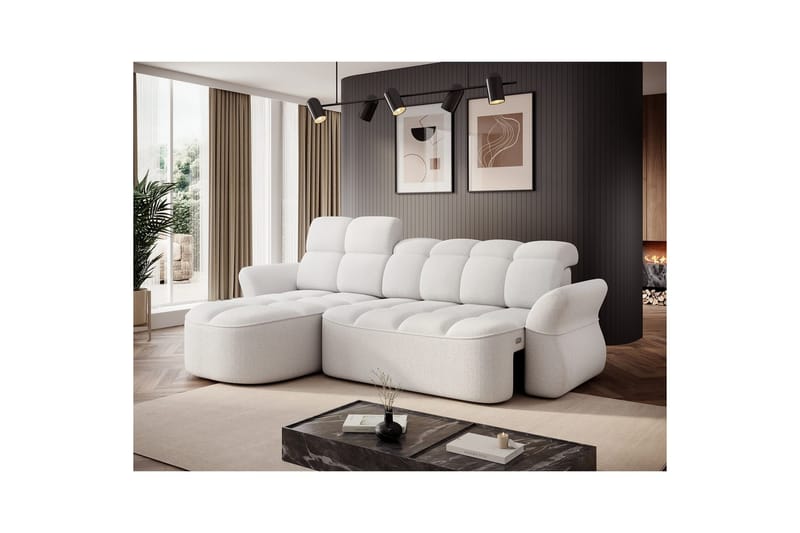 Sektionssofa Eltap Beneth 301x115x185 cm - Paolli 01 Hvid, Venstre - Møbler - Sofaer - Sovesofaer