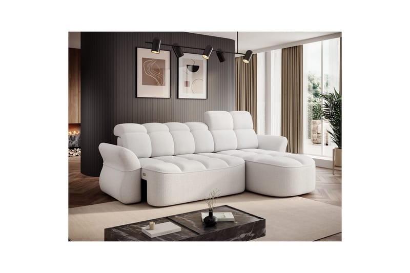 Sektionssofa Eltap Beneth 301x115x185 cm - Paolli 01 Hvid, Højre - Møbler - Sofaer - Sovesofaer