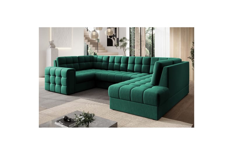 Sektionssofa Eltap Blewett 299x198x82 cm - Lukso 35, Grøn, Højre - Møbler - Sofaer - Sovesofaer