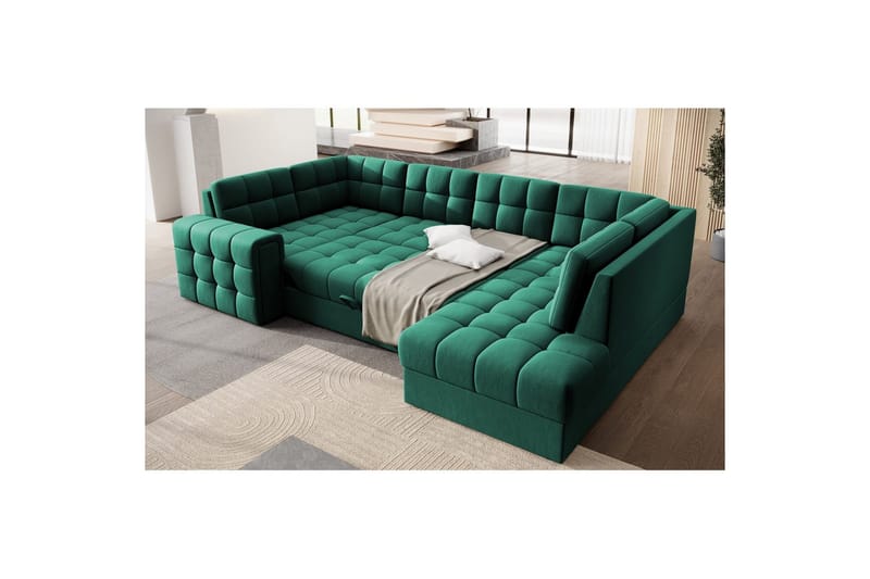 Sektionssofa Eltap Blewett 299x198x82 cm - Lukso 35, Grøn, Højre - Møbler - Sofaer - Sovesofaer