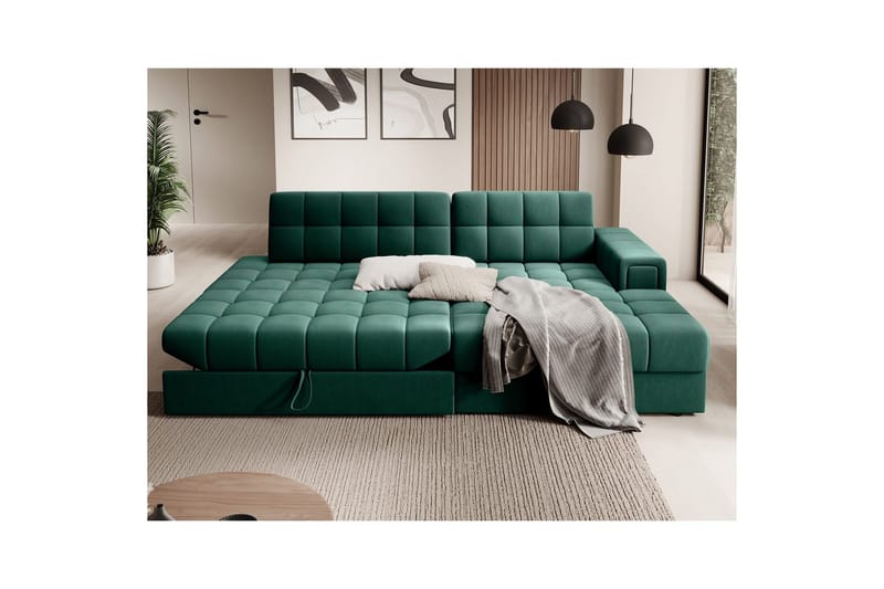 Sektionssofa Eltap Blezalt 240x150x82 cm - Lukso 35, Grøn, Højre - Møbler - Sofaer - Sovesofaer