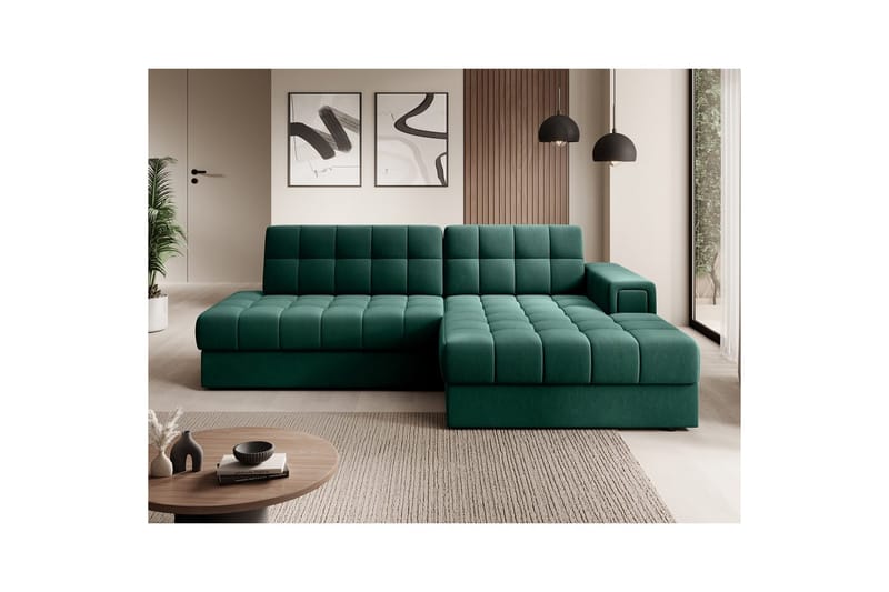 Sektionssofa Eltap Blezalt 240x150x82 cm - Lukso 35, Grøn, Højre - Møbler - Sofaer - Sovesofaer