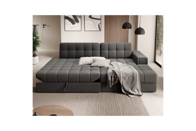 Sektionssofa Eltap Blezalt 240x150x82 cm - Sola 6, Mørkegrå, Højre - Møbler - Sofaer - Sovesofaer