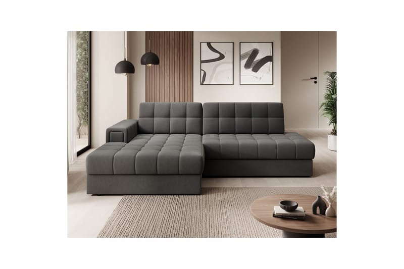 Sektionssofa Eltap Blezalt 240x150x82 cm - Sola 6, Mørkegrå, Venstre - Møbler - Sofaer - Sovesofaer