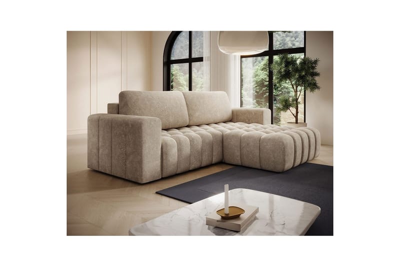 Sektionssofa Eltap Bonett 250x175x92 cm - Dora 21 Beige, Højre - Møbler - Sofaer - Sovesofaer