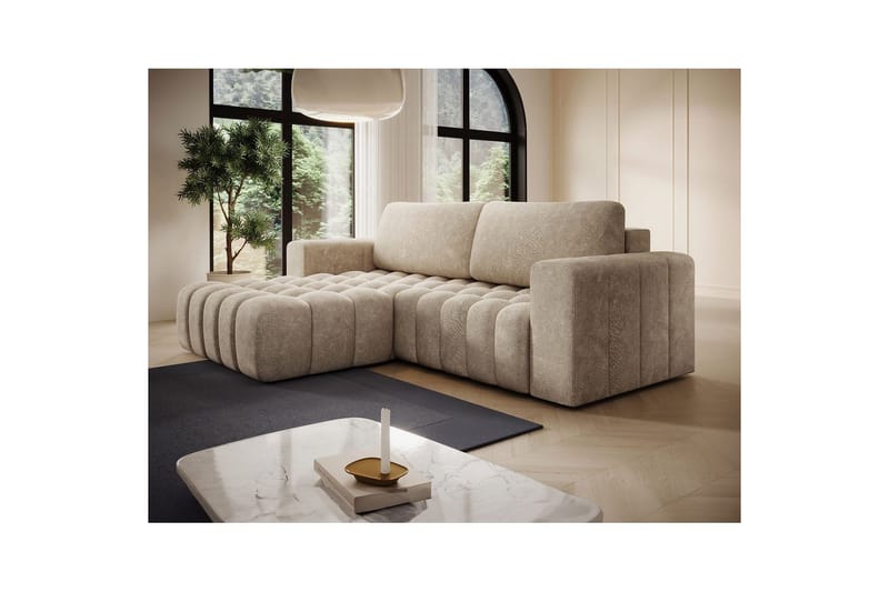 Sektionssofa Eltap Bonett 250x175x92 cm - Dora 21 Beige, Venstre - Møbler - Sofaer - Sovesofaer