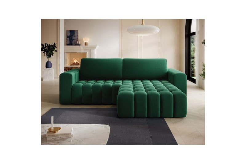 Sektionssofa Eltap Bonett 250x175x92 cm - Kronos 19, Mørkegrøn, Højre - Møbler - Sofaer - Sovesofaer