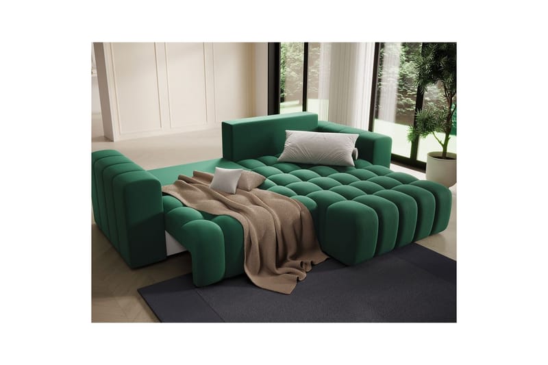 Sektionssofa Eltap Bonett 250x175x92 cm - Kronos 19, Mørkegrøn, Højre - Møbler - Sofaer - Sovesofaer