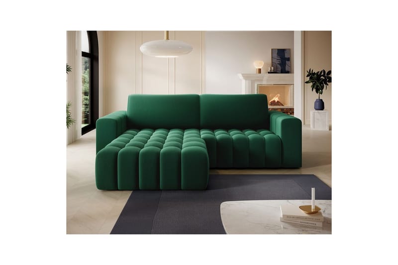 Sektionssofa Eltap Bonett 250x175x92 cm - Kronos 19, Mørkegrøn, Venstre - Møbler - Sofaer - Sovesofaer